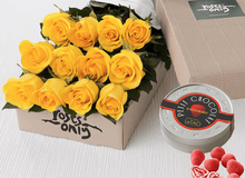 12 Yellow Roses Gift Box & Chocolates