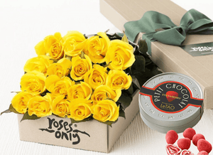 18 Yellow Roses Gift Box & Chocolates