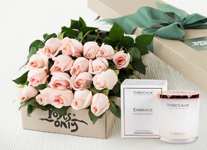 18 Pastel Pink Roses Gift Box & Scented Candle