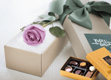 Single Mauve Rose Gift Box & Chocolates