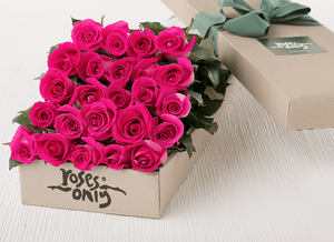24 Bright Pink Roses Gift Box