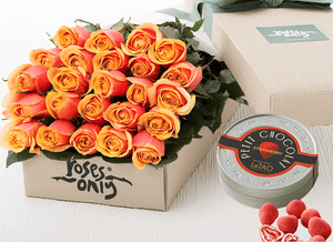 24 Cherry Brandy Roses Gift Box & chocolates