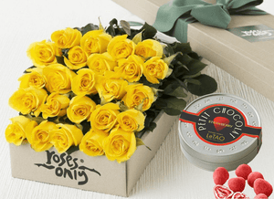 24 Yellow Roses Gift Box & Chocolates
