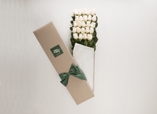 24 White Cream Roses Gift Box & Teddy Bear
