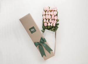 24 Pastel Pink Roses Gift Box & Chocolates
