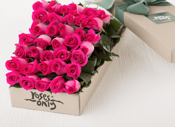 36 Bright Pink Roses Gift Box