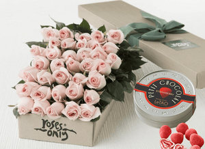 36 Pastel Pink Roses Gift Box &  Chocolates