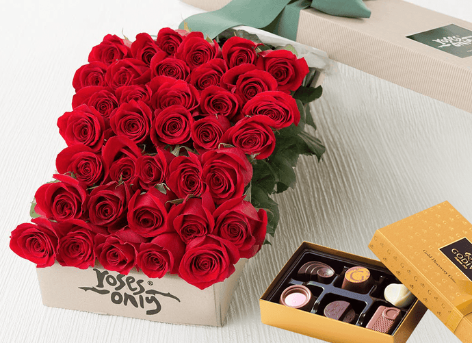 36 Red Roses Gift Box & Chocolates