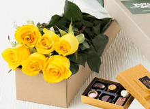 6 Yellow Roses Gift Box & Chocolates