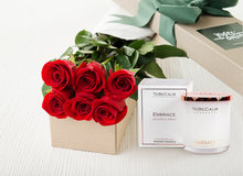6 Red Roses Gift Box & Scented Candle