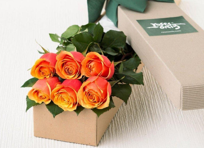 6 Cherry Brandy Roses Gift Box
