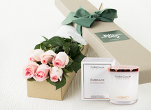 6 Pastel Pink Roses Gift Box & Scented Candle