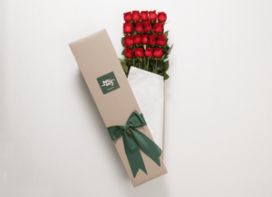 18 Red Roses Gift Box & Teddy Bear