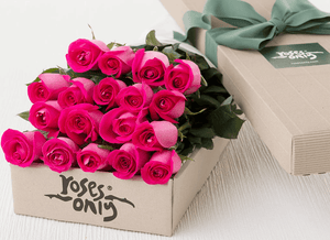 18 Bright Pink Roses Gift Box